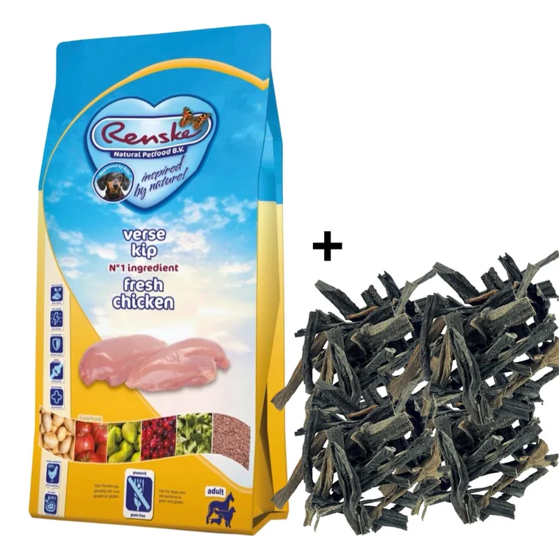 Super Premium Hondenvoer Kip Graanvrij Hypoallergeen met Pens Snack von Renske – Produktfoto