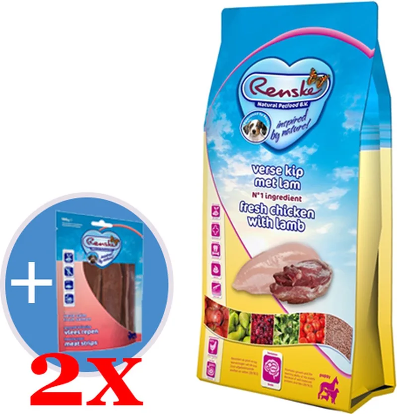 super premium puppy kip / lam hondenvoer 12 kg de Renske – photo produit