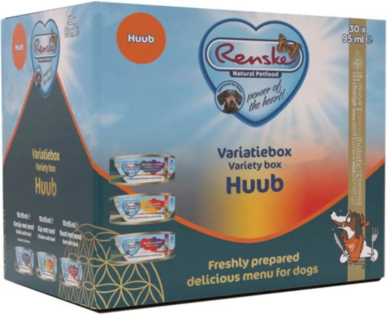 Variatie Box Huub - Hondenvoer - Eend Kip Konijn 30x90 g by Renske – product photo