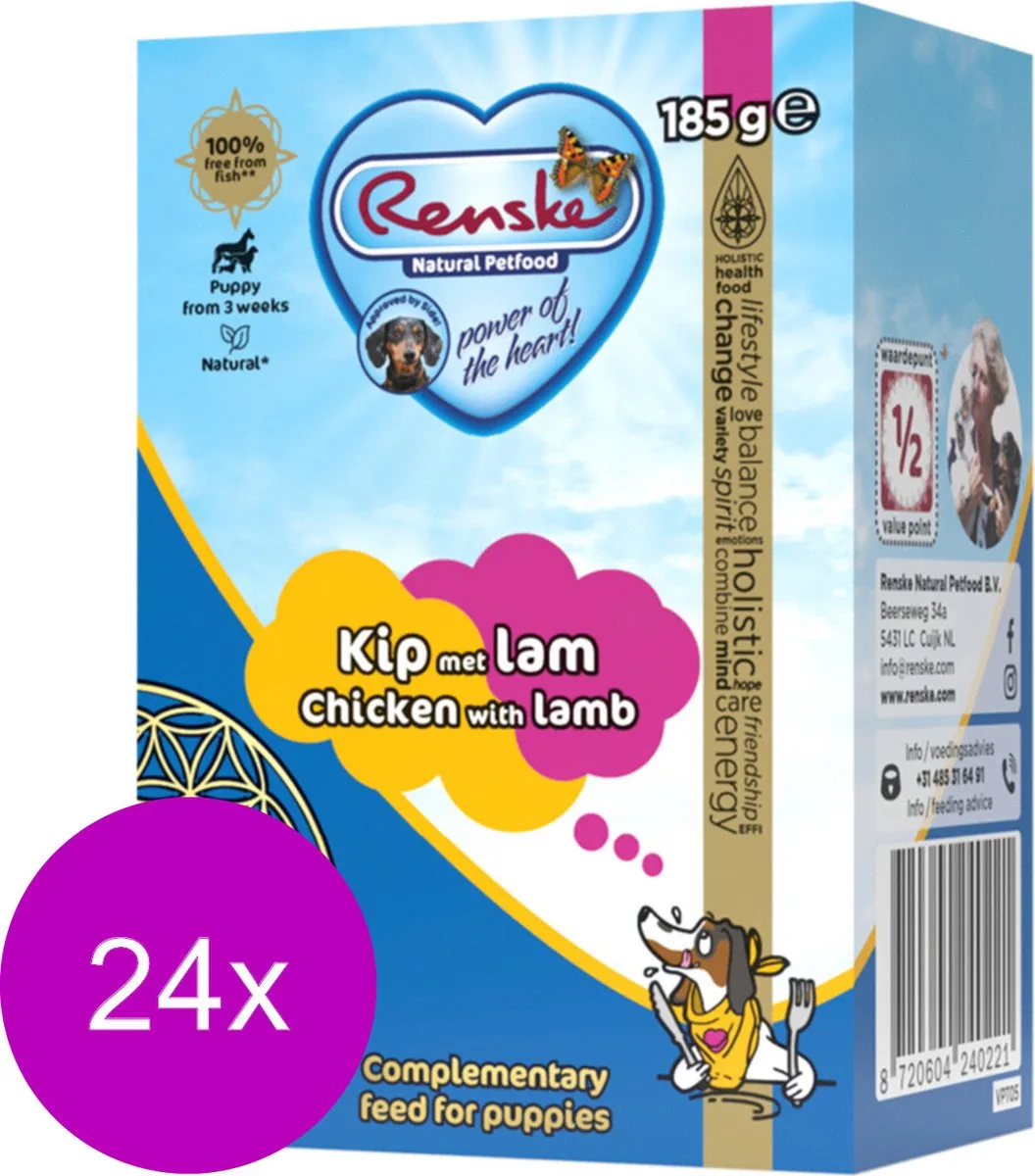 vers bereide maaltijd puppy lam / kip - 24x185 gr van Renske – productfoto