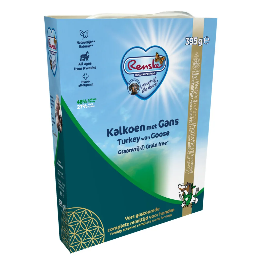 Vers Gestoomd Complete Menu Hondenvoer Nat Kalkoen & Gans Graanvrij 395 gr van Renske – productfoto