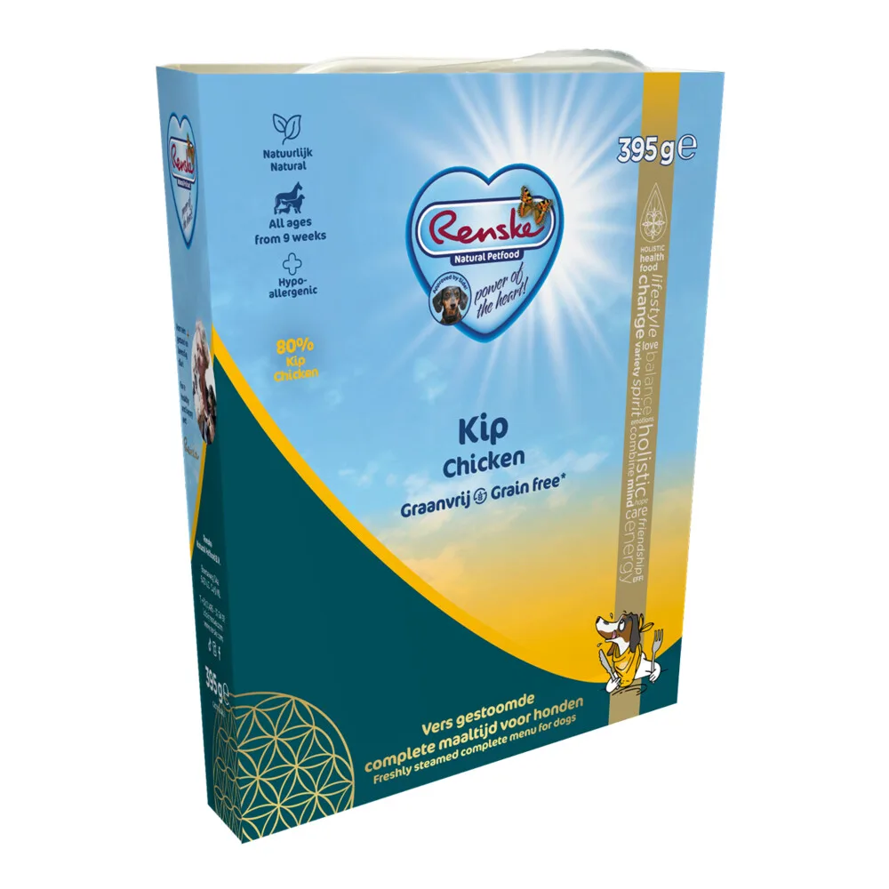 Vers Gestoomd Complete Menu Hondenvoer Nat Kip Graanvrij 395 gr van Renske – productfoto