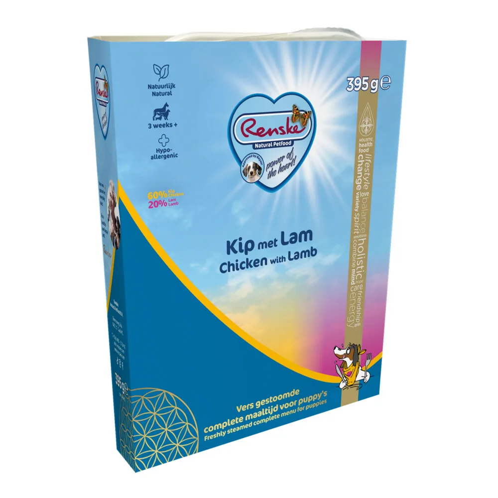 Vers Gestoomd Complete Menu Hondenvoer Nat Kip - Lam 395 gr van Renske – productfoto