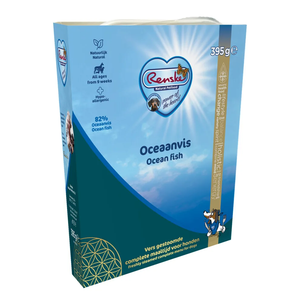 Vers Gestoomd Complete Menu Hondenvoer Nat Oceaanvis 395 gr fra Renske – produktbillede