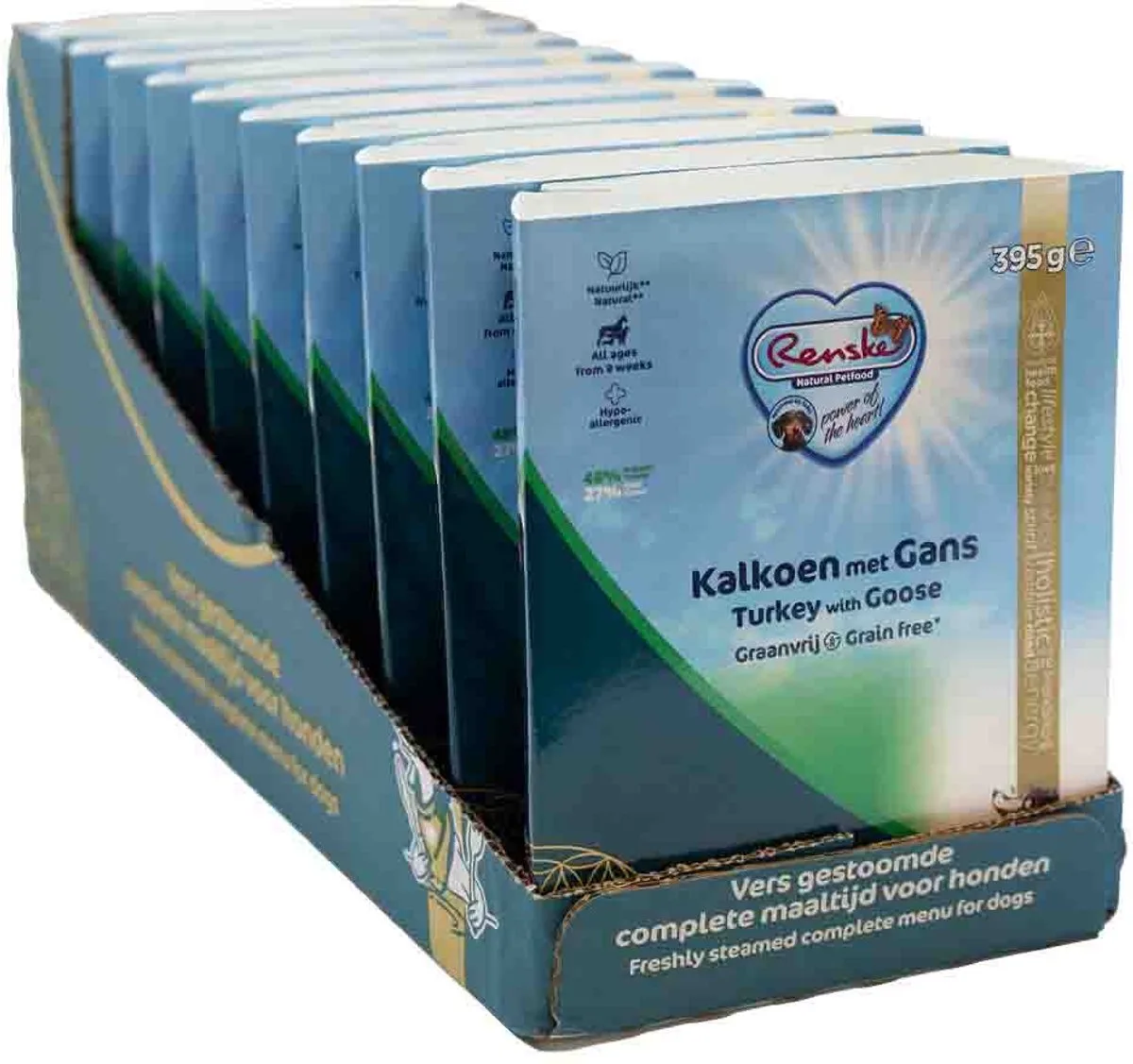 vers gestoomd vlees kalkoen met gans graanvrij - 10x395 gr van Renske – productfoto