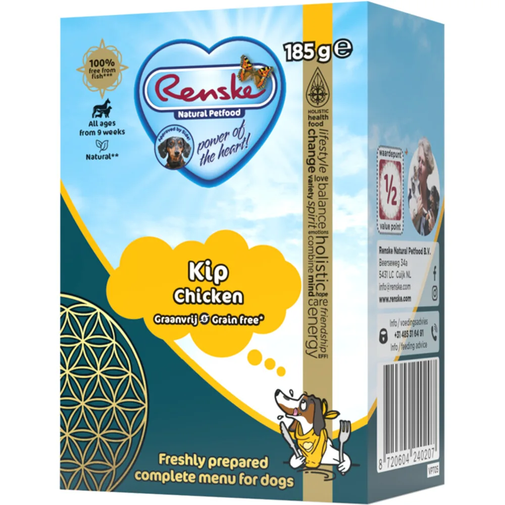 Vers Graanvrij Tetra Hondenvoer Nat Kip 185 gr van Renske – productfoto