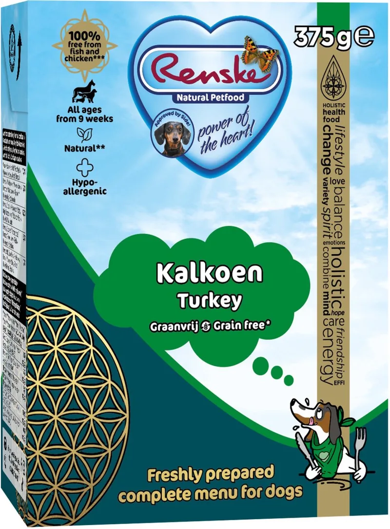 Vers Graanvrij - Tetrapack 375 g - Hondenvoer - Kalkoen by Renske – product photo