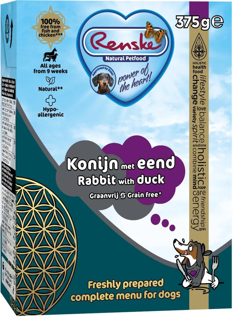 Vers Graanvrij - Tetrapack 375 g - Hondenvoer - Konijn&Eend von Renske – Produktfoto