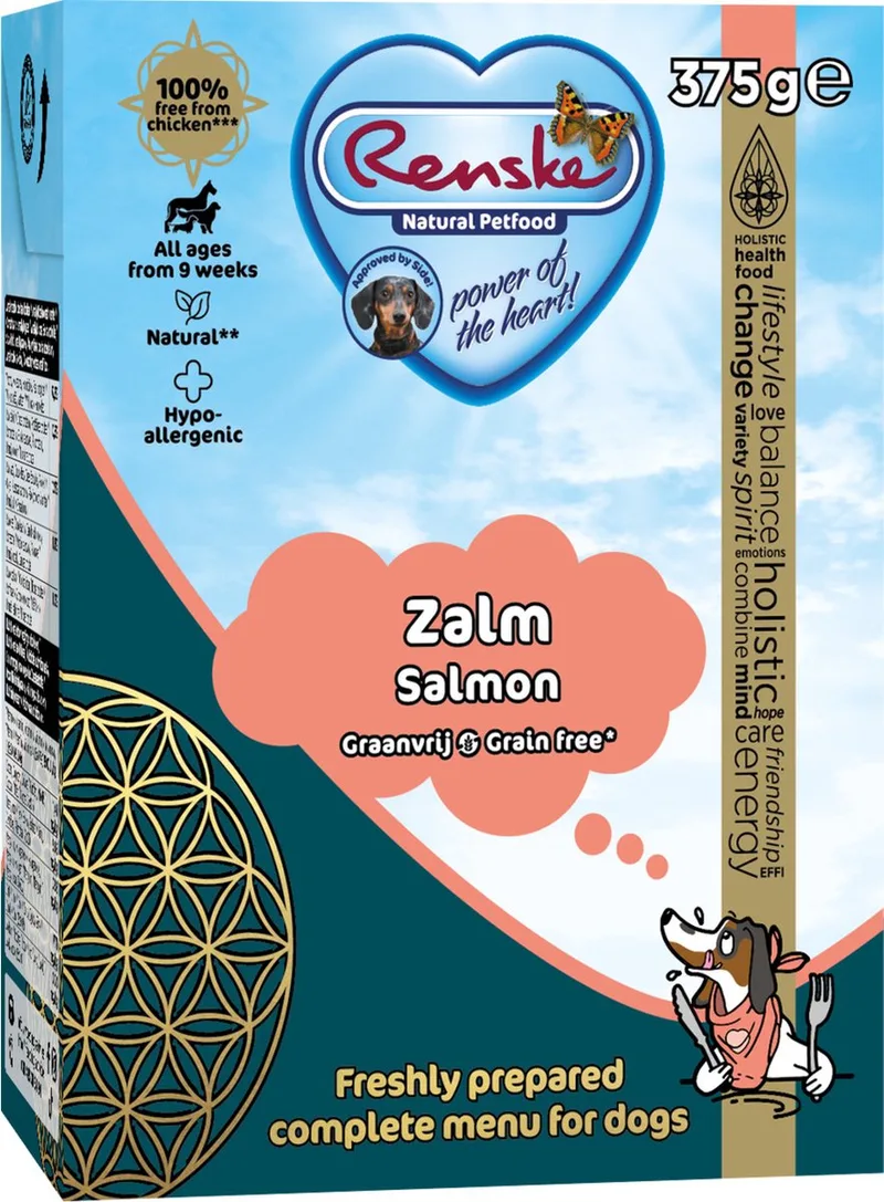 Vers Graanvrij - Tetrapack 375 g - Hondenvoer - Zalm de Renske – photo produit