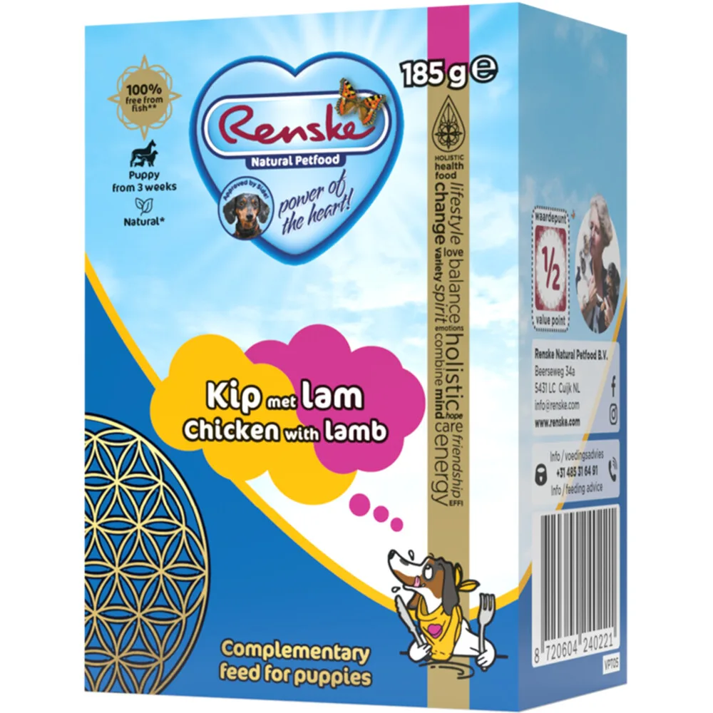 Vers Puppy Tetra Hondenvoer Nat Kip met Lam 185 gr van Renske – productfoto