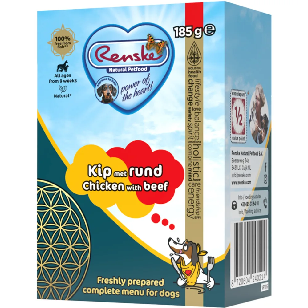 Vers Puppy Tetra Hondenvoer Nat Kip met Rund 185 gr van Renske – productfoto