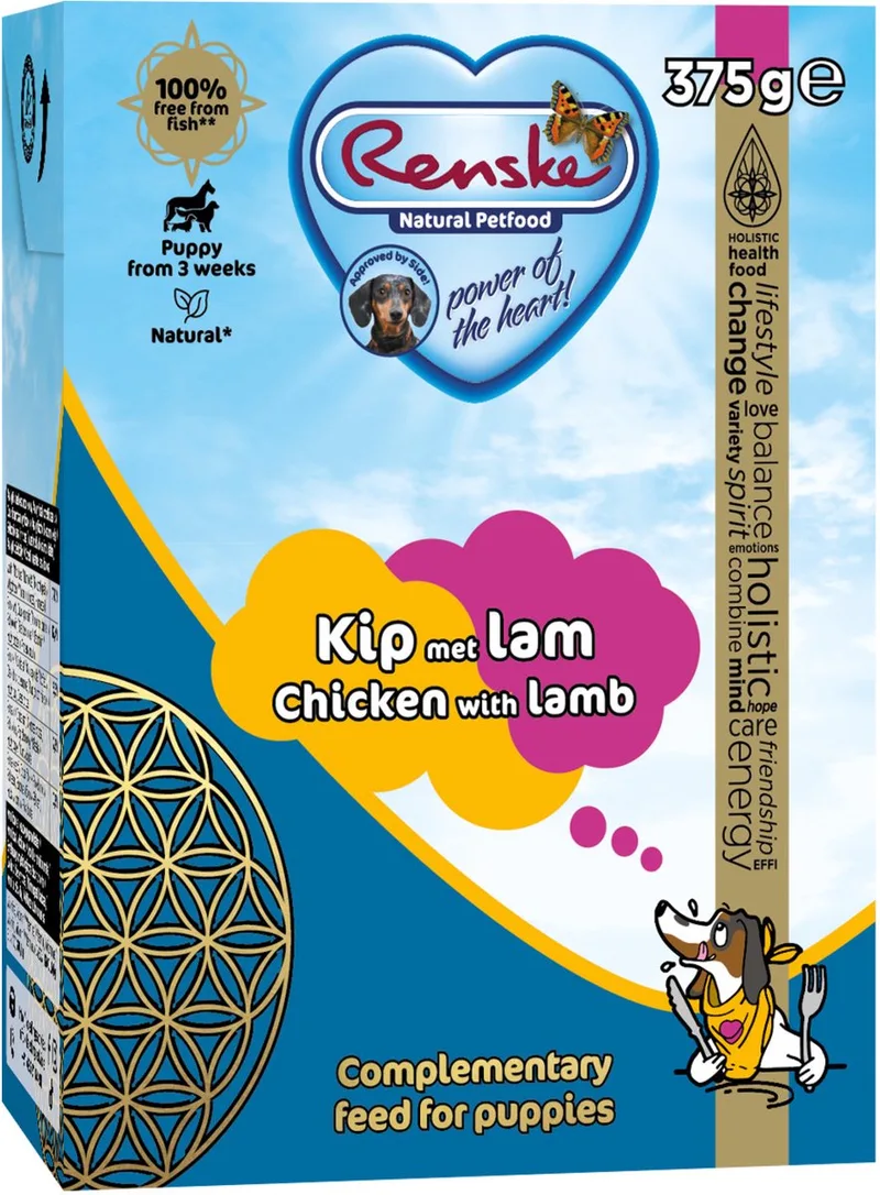 Vers Puppy - Tetrapack - Puppy Hondenvoer - Kip Lam 375 g de Renske – photo produit