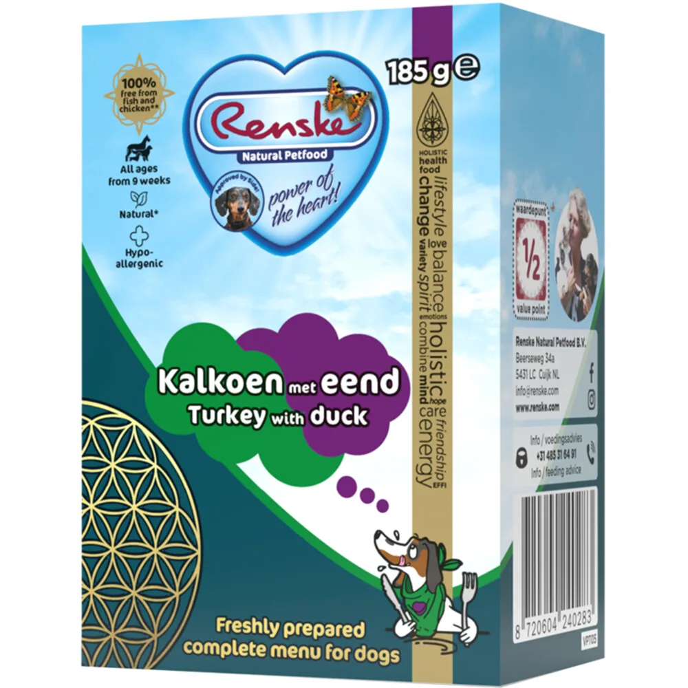 Vers Tetra Hondenvoer Nat Kalkoen met Eend 185 gr by Renske – product photo