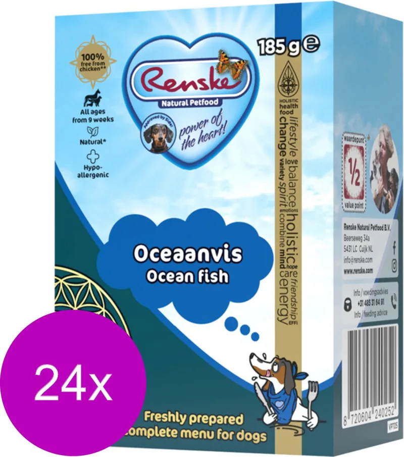 Vers - Tetrapack 185 g - Hondenvoer - 24 x Oceaanvis by Renske – product photo