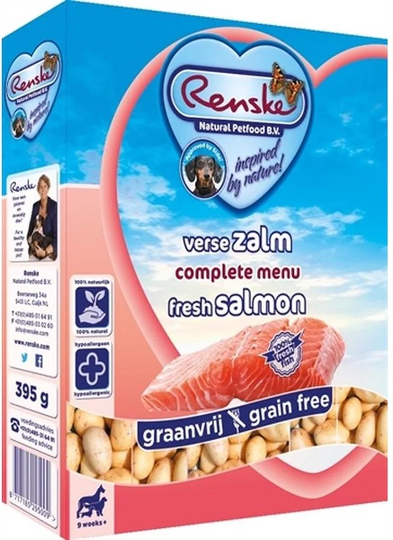 Vers Vlees Zalm Graanvrij - Hondenvoer - 10 x 395 gr de Renske – photo produit
