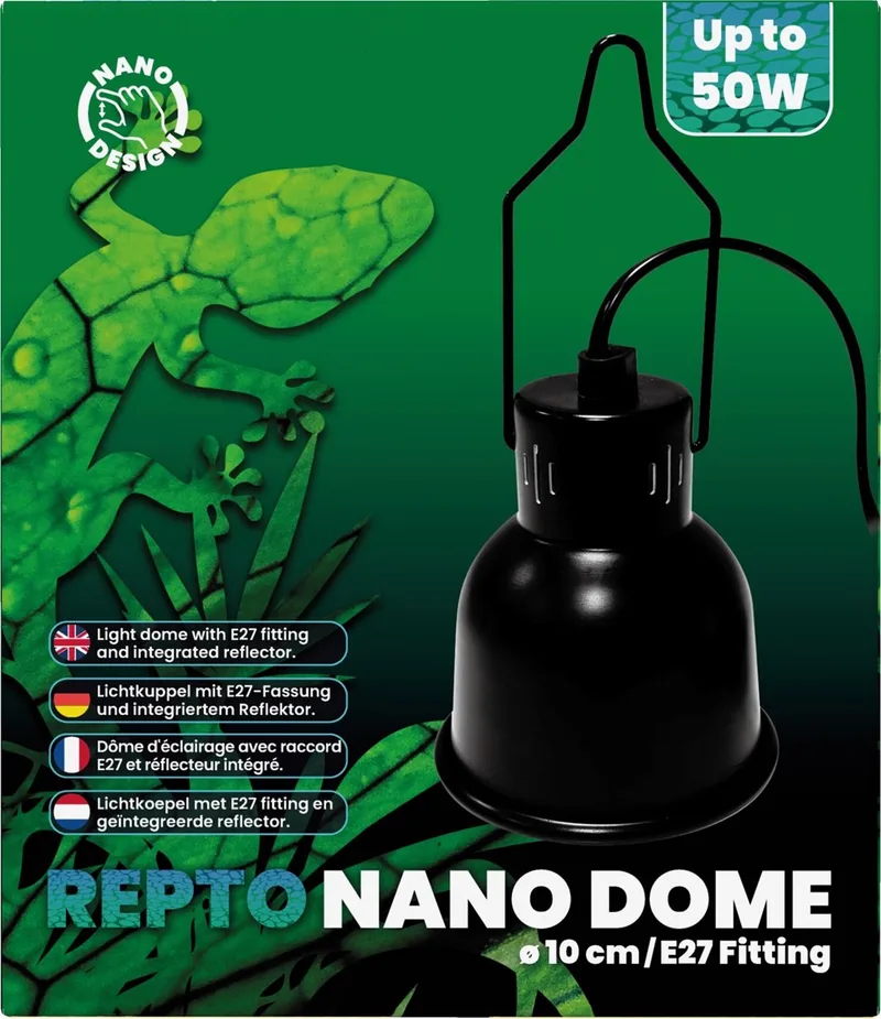 Nano Dome E27 Zwart - Terrarium Warmtelamp Kap 10cm von Repto in Color – Produktfoto