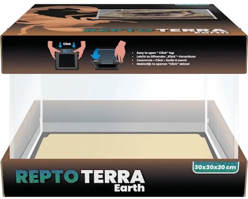 Terra Earth terrarium 30 x 30 x 20 cm glazen terrarium met click-top deksel de Repto en Transparent – photo produit