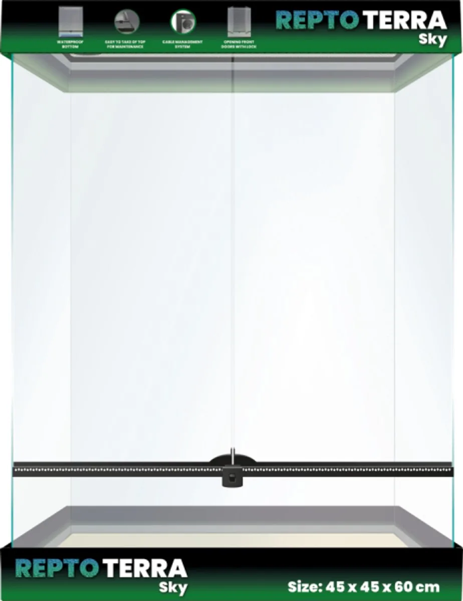 Terra Sky | Glas terrarium Sky 45 x 45 x 60 cm voor reptielen en amfibieën de Repto en Transparent – photo produit
