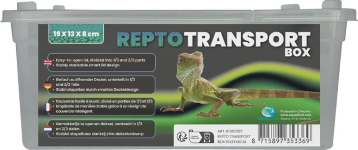 Transparante transportbox voor reptielen, amfibieën en insecten | 19 tot 37 cm 19 x 13 x 8CM de Repto en Transparent – photo produit