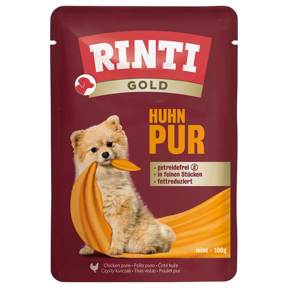 10x 100g RINTI Gold Kip Pur Natvoer voor volwassen honden by Rinti – product photo