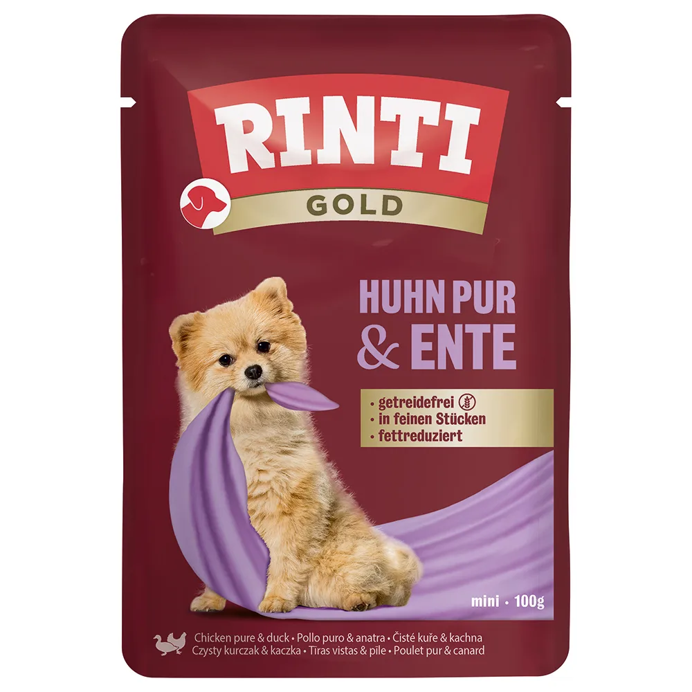 10x100g RINTI Gold Kip Pur & Eend Nat hondenvoer van Rinti – productfoto