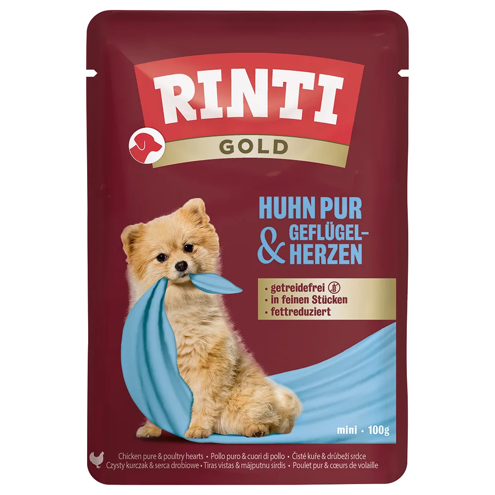 10x100g RINTI Gold Kip Pur & Gevogelteharten Hondenvoer nat by Rinti – product photo