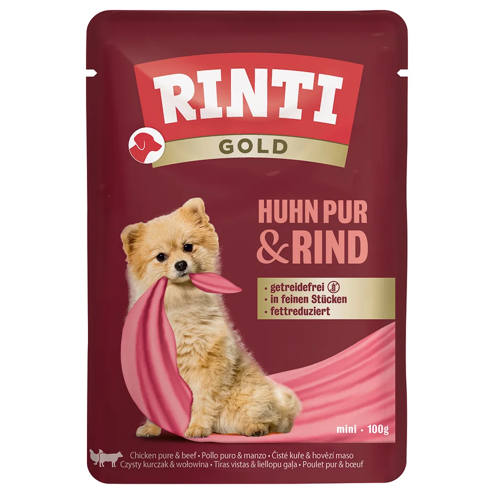 10x100g RINTI Gold Kip Pur & Rund Hondenvoer nat van Rinti – productfoto