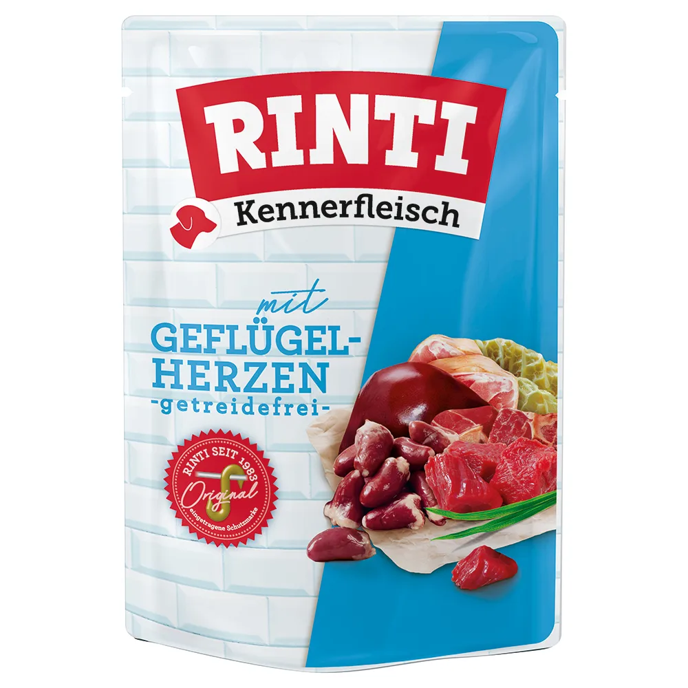10x400g RINTI Kennerfleisch Pouches Gevogeltehart honden natvoer by Rinti – product photo
