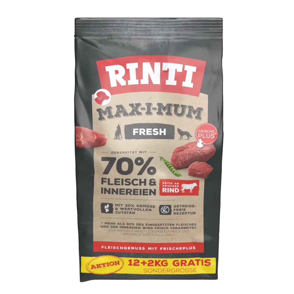 12 kg + 2 kg Gratis! RINTI Max-i-mum droogvoer voor honden 14 kg von Rinti – Produktfoto