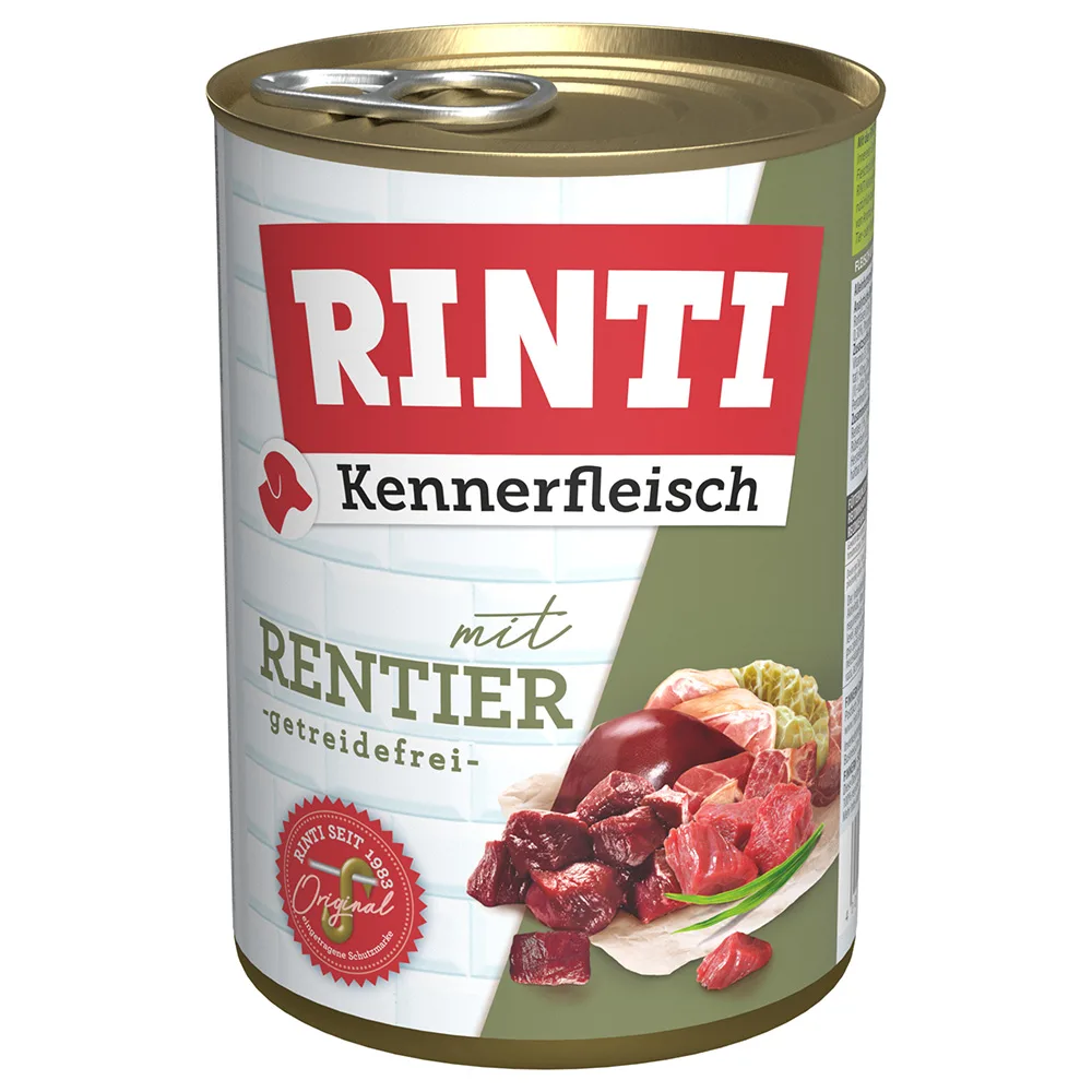 12 x 400 g RINTI Kennerfleisch Rendier Natvoer Hond van Rinti – productfoto
