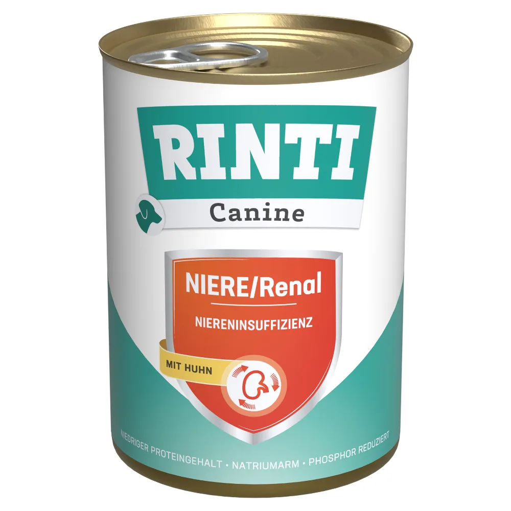 12x400g RINTI Canine Kidney/Renal met Kip hondenvoer nat van Rinti – productfoto