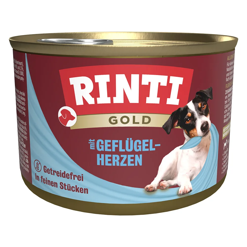24 x 185 g Rinti Gold Hondenvoer - Gevogeltehart by Rinti – product photo