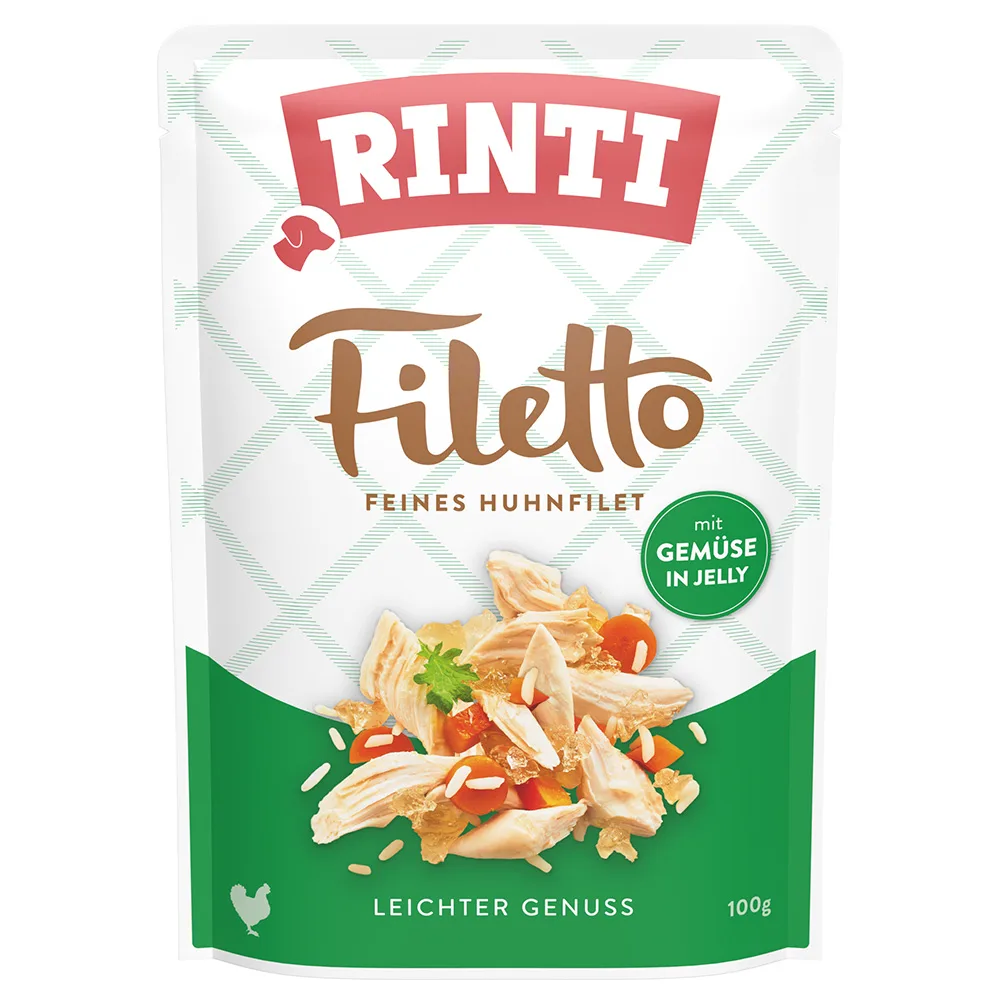24x 100g RINTI Filetto Pouch in Jelly Kip met groenten nat hondenvoer fra Rinti – produktbillede