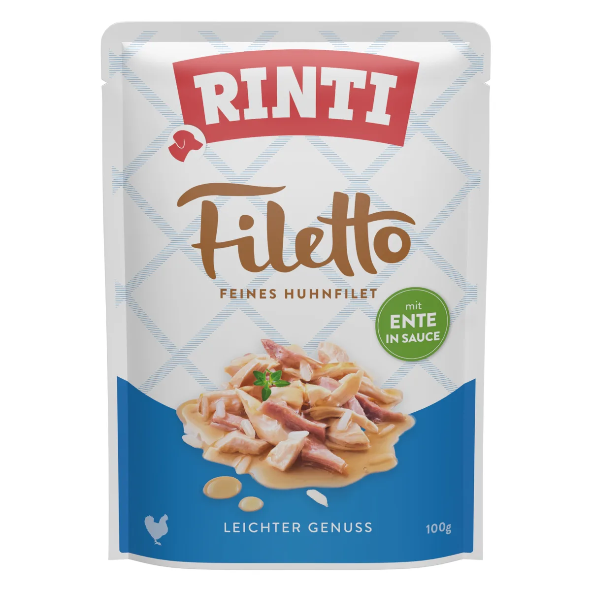 24x100g Rinti Filetto in Saus Kip & Eend Natvoer voor Honden van Rinti – productfoto