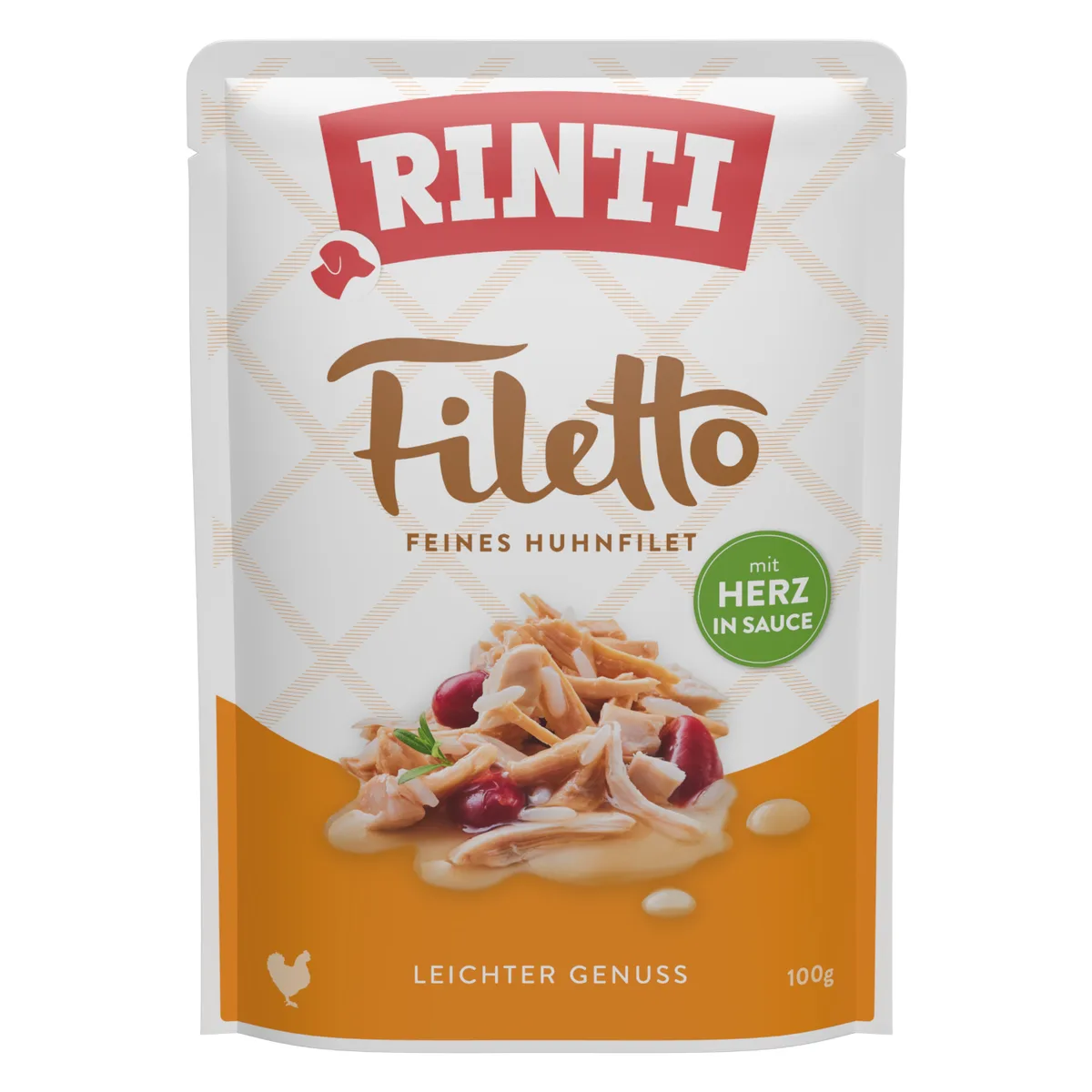 24x100g Rinti Filetto in Saus Kip & Hart Natvoer voor Honden från Rinti – produktbild