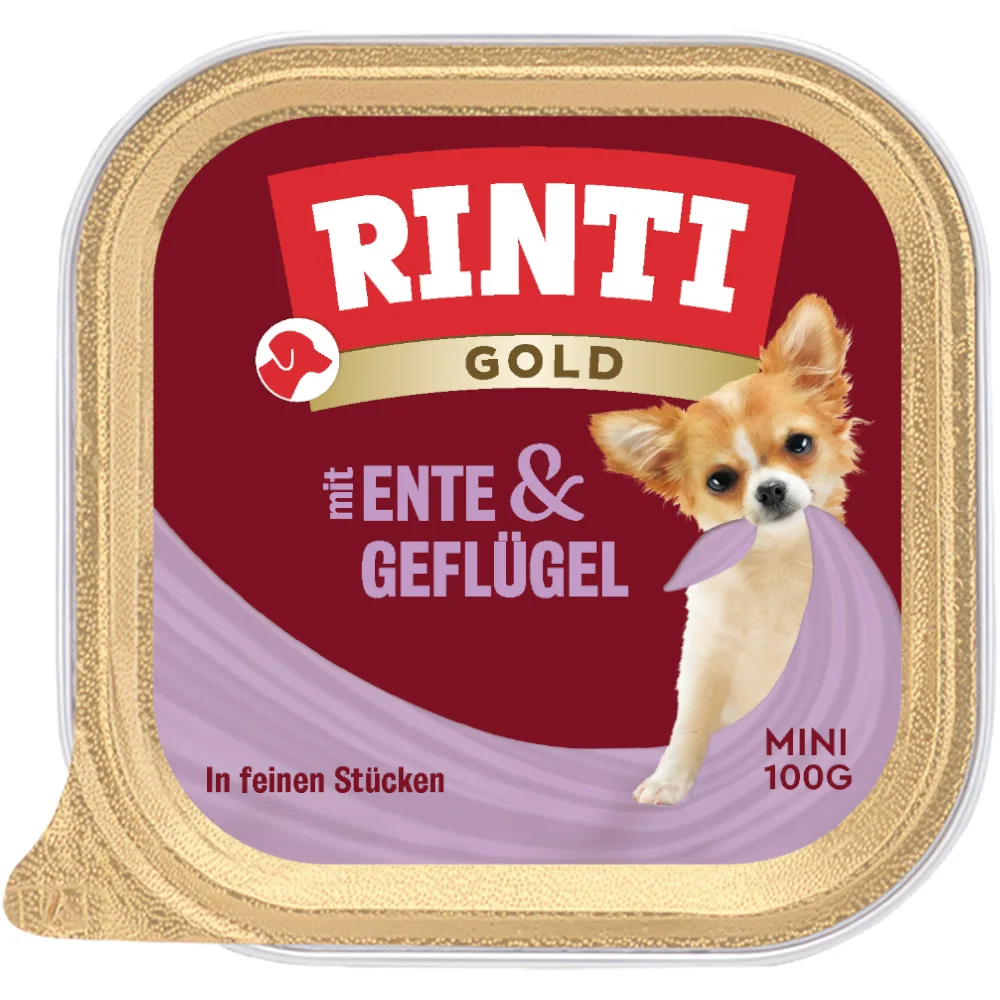 6x100g Gold Mini Eend & Gevogelte Rinti Hondenvoer van Rinti – productfoto