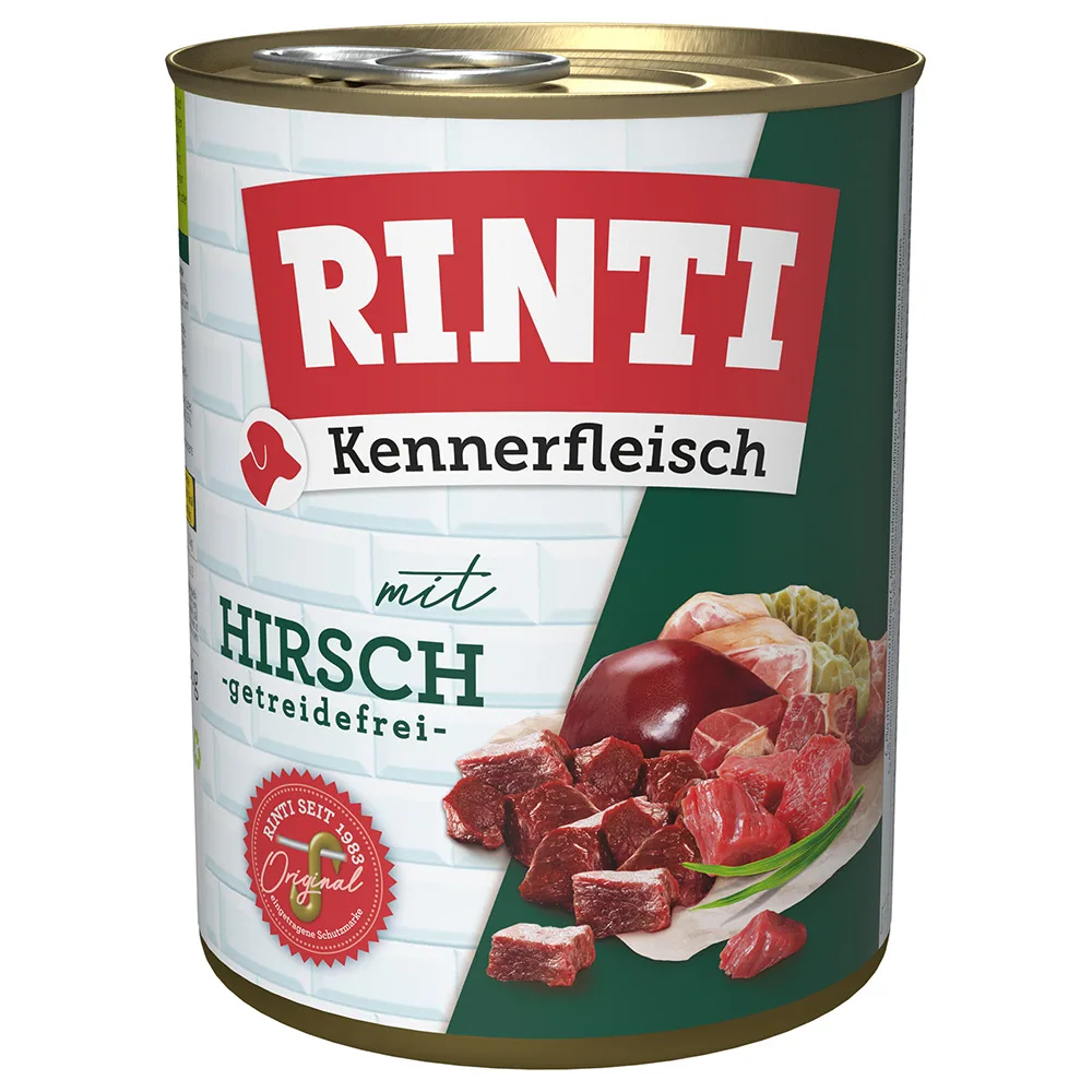 6x800g "Kennerfleisch" Hert RINTI Hondenvoer by Rinti – product photo