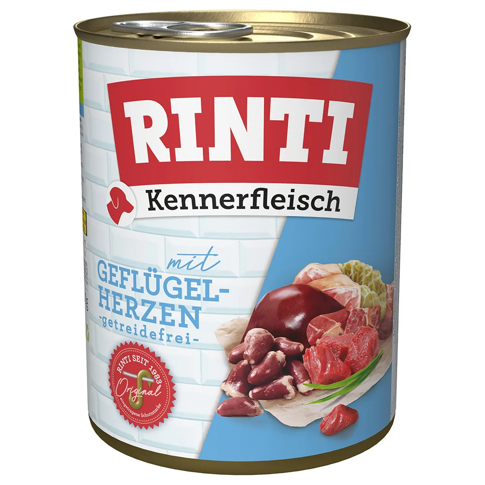 800g RINTI Kennerfleisch met gevogelteharten nat hondenvoer van Rinti – productfoto