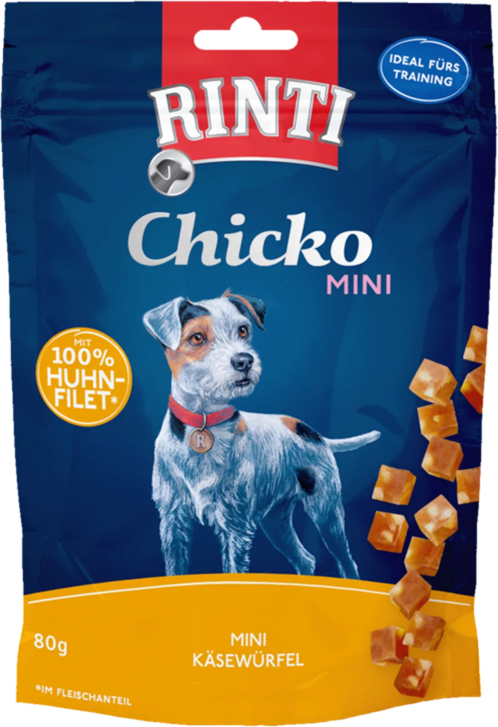 Chicko Mini Käsewürfel Huhn - 80 g van Rinti – productfoto