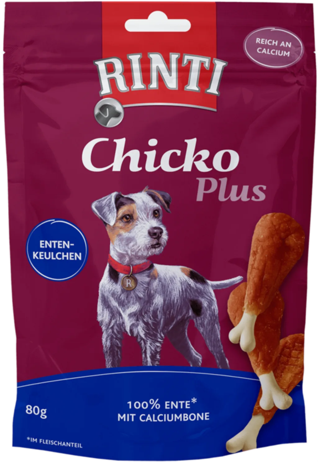 Chicko Plus 80g, eendenboutjes van Rinti – productfoto