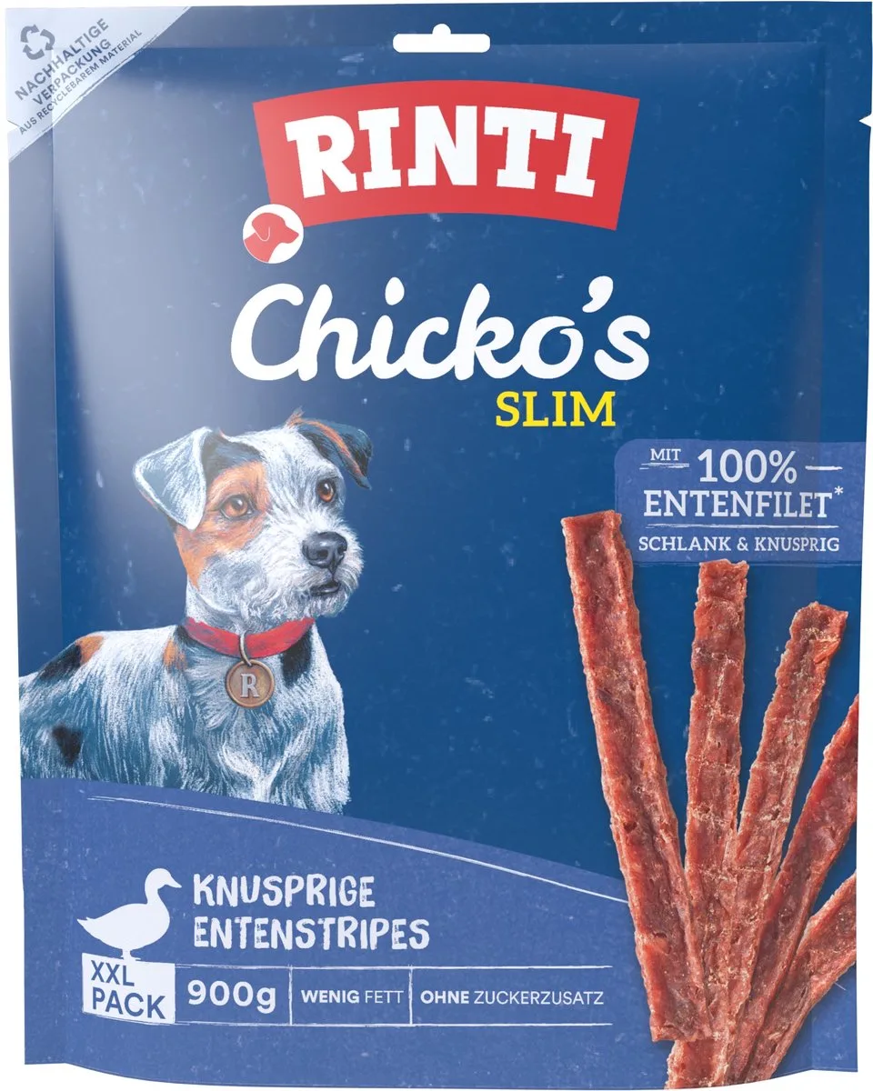 Chicko Slim Krokante Eend Strepen XXL-Pak - 4x900g van Rinti – productfoto