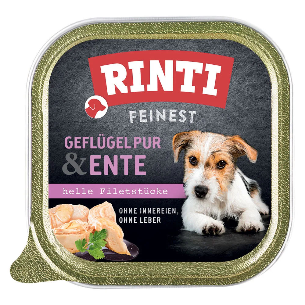 Fijnste 11 x 150 g Hondenvoer - Puur gevogelte & eend van Rinti – productfoto