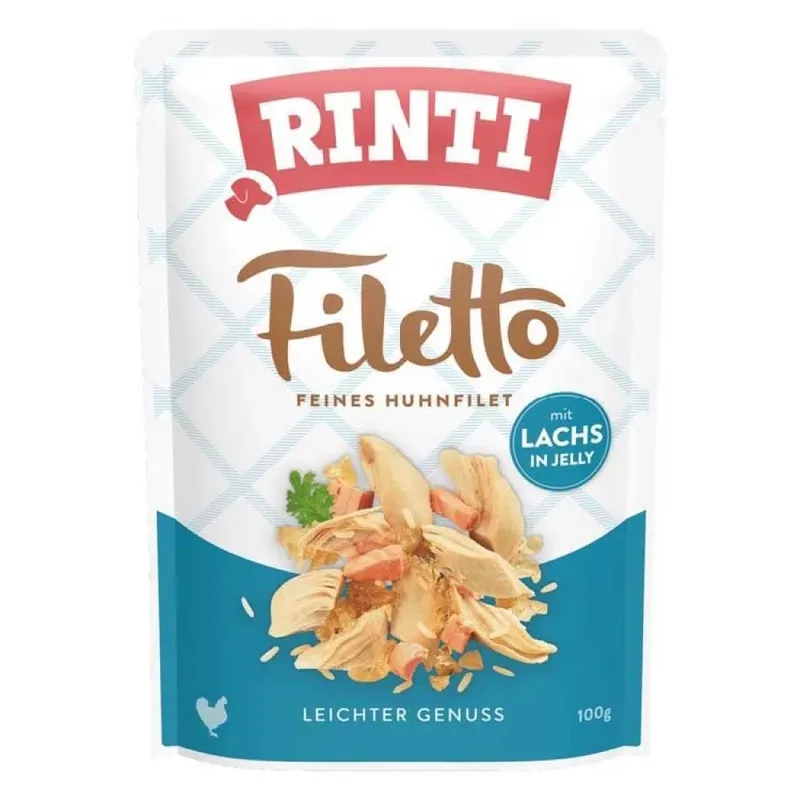 Filetto Filet De Poulet Au Saumon Nourriture Humide Pour Chiens 100g de Rinti – photo produit