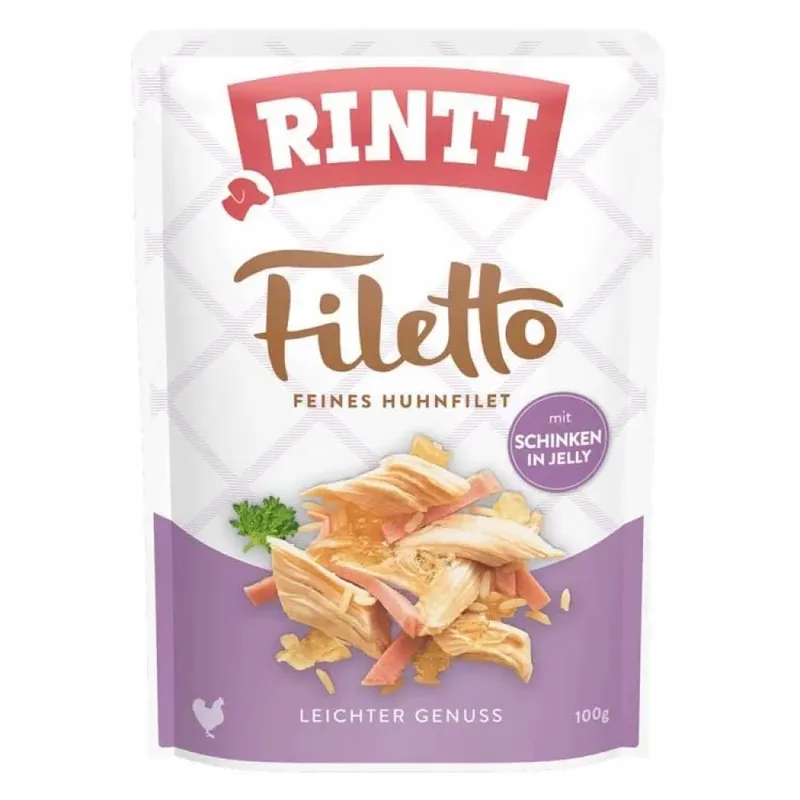 Filetto Filet De Poulet Au Jambon Nourriture Humide Pour Chiens 100g de Rinti – photo produit