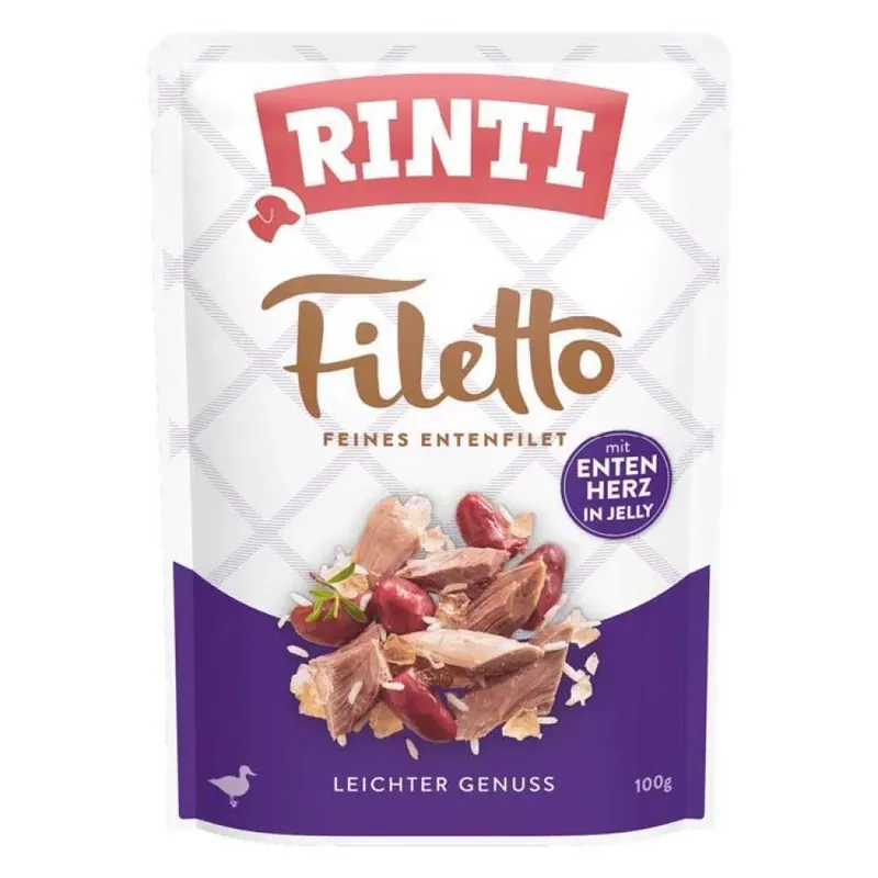Filetto Filet De Poulet Aux Cœurs De Canard Nourriture Humide Pour Chiens 100g de Rinti – photo produit