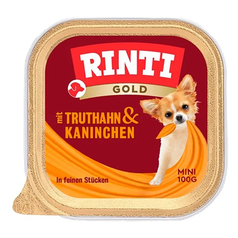 Nourriture Humide Pour Chiens Mini à La Dinde Et Au Lapin Or 100g de Rinti – photo produit