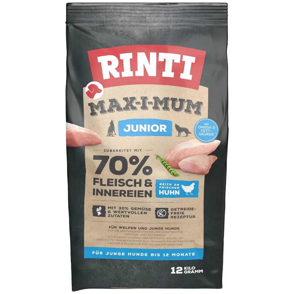 Max-i-mum Junior Kip Hondenvoer - 12 kg van Rinti – productfoto