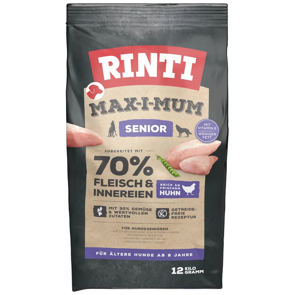 Max-i-mum Senior Kip Hondenvoer - Dubbelpak: 2 x 12 kg van Rinti – productfoto