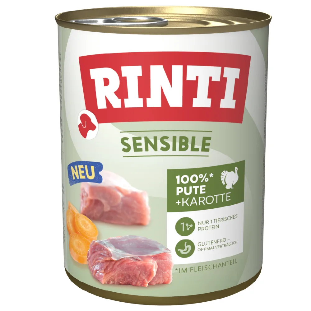 Sensible Gemengd Pakket 12 x 800 g Hondenvoer - Kalkoen & Wortel från Rinti – produktbild