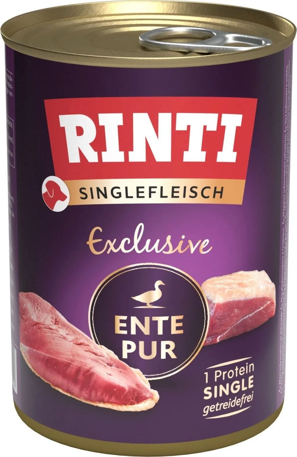 Singlefleisch Exclusive blik 400g, eend puur van Rinti – productfoto